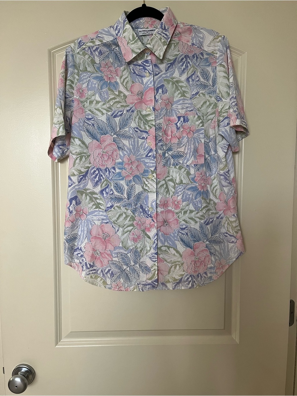 Vintage Alfred Dunner Pastel Floral Button-Down Shirt - Pink & Blue Made in USA